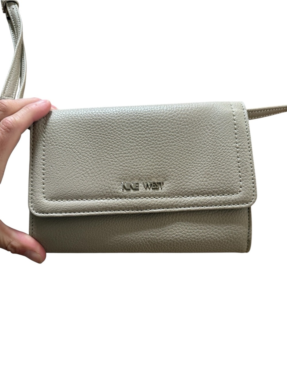 Neutral Crossbody Bag Taupe Faux Leather Adjustable Strap Small Purse Nine West